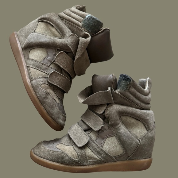 Authentic Isabel Marant wedge Bekett sneakers in khaki color - Picture 1 of 7